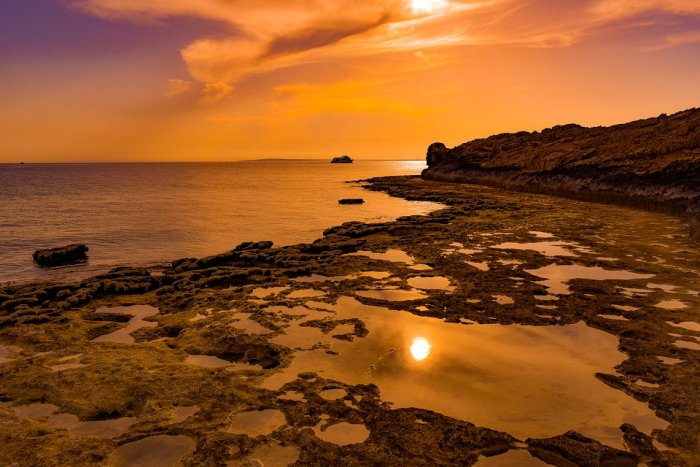 Sunset Beach Sea Water Horizon Coast Landscape